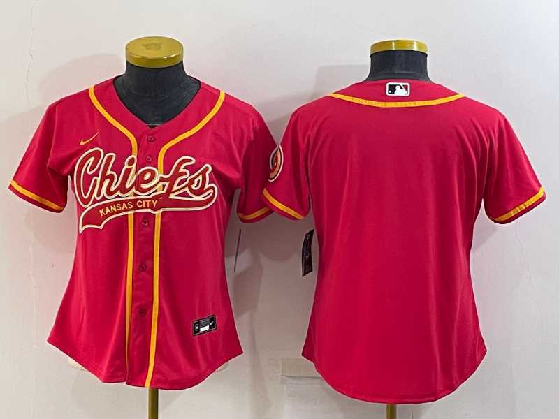 Womens Kansas City Chiefs Blank Red With Patch Cool Base Stitched Baseball Jersey